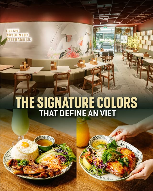 An Viet interior, food presentation, and signature colours