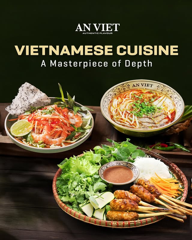 Vietnamese cuisine spread with pho and spring rolls